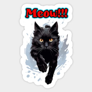 Black cat Meow!!! Sticker